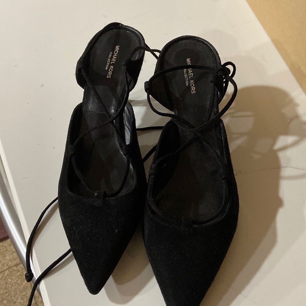 MICHAEL KORS Collection tie ankle sling back in black